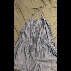 Denim button up romper